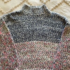 VENUS Speckled Gray and Blue Turtleneck Sweater